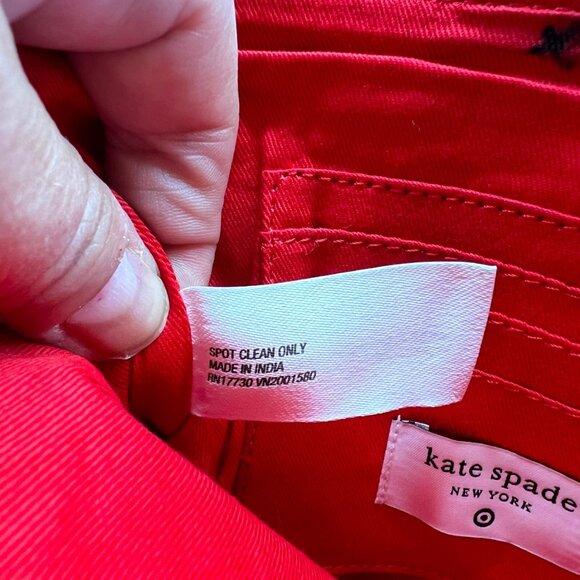 Kate Spade Beaded Pouch "Going To Target" Red White NWT 8" X 6" Wristlet - Picture 8 of 11